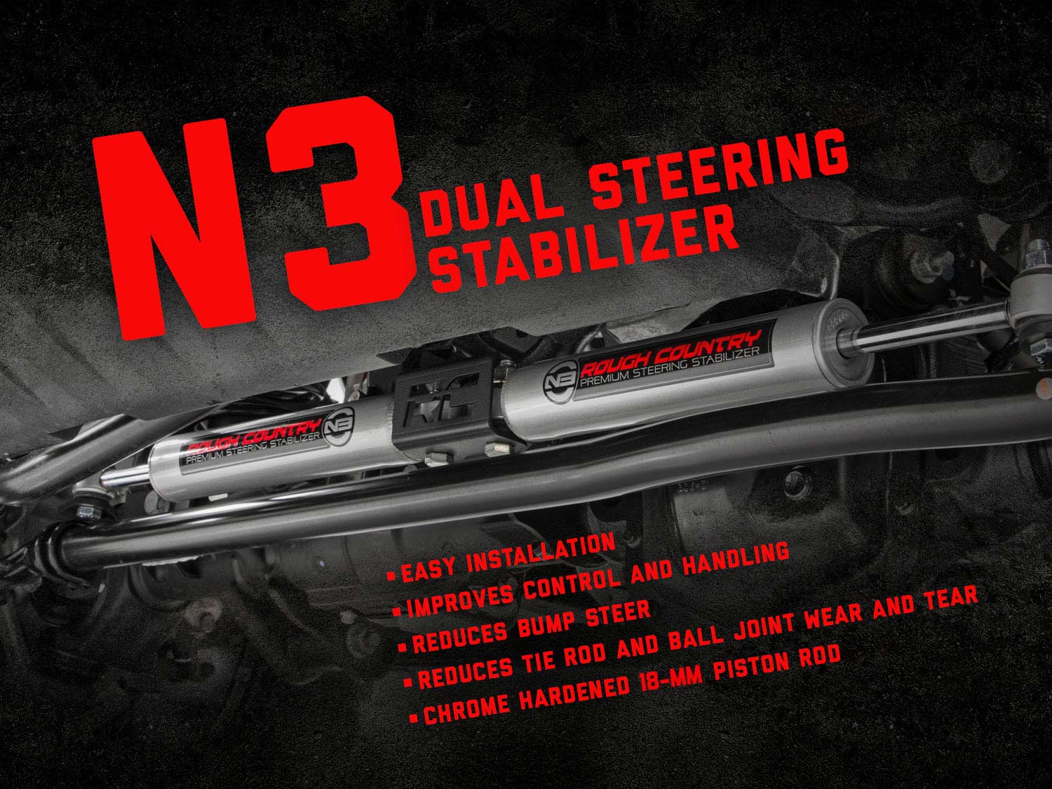 N3 Steering Stabilizer | Dual | 2.5-8 Inch Lift | Ram 2500 (14-25)/3500 (13-25)