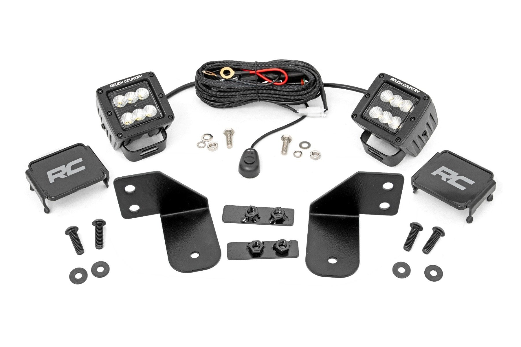 LED Light | RR Cage Mount | 2" Black Flood Pair | Polaris Ranger 1000/Ranger XP 900/1000