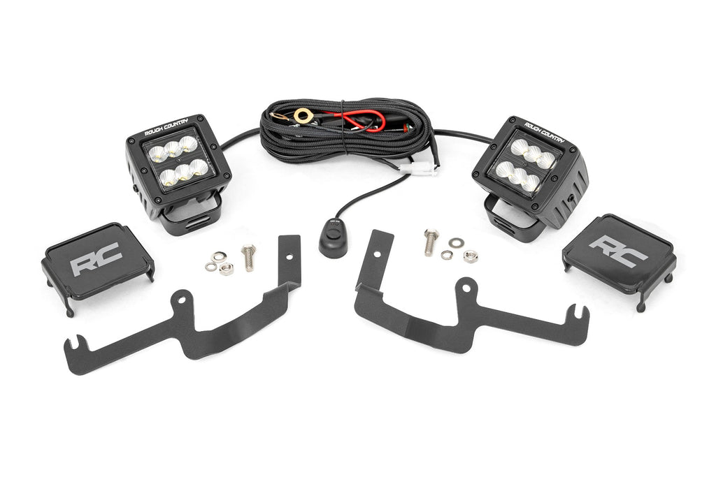 LED Light Kit | Ditch Mount | 2" Black Pair | Flood | Chevy Silverado 1500 (19-24)