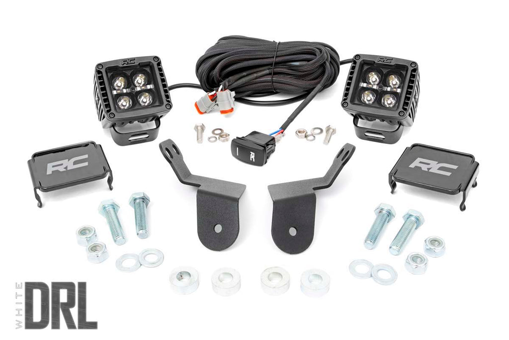 LED Light Kit | Cage Mount | 2" Black Pair | White DRL | Honda Pioneer 1000-5 