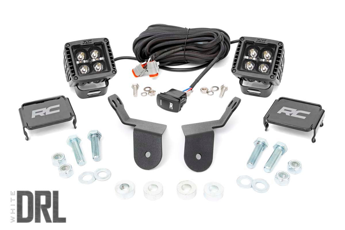 LED Light Kit | Cage Mount | 2" Black Pair | White DRL | Honda Pioneer 1000-5 