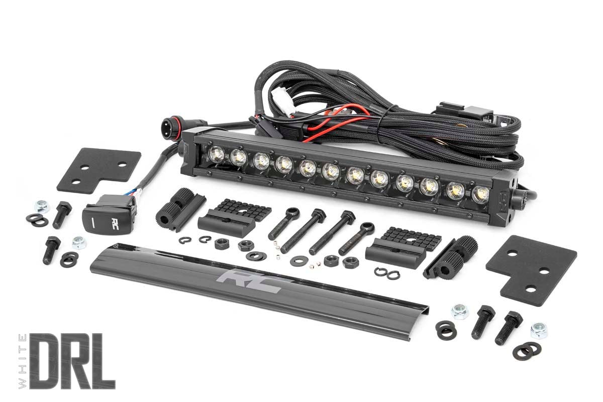 LED Light Kit | Bumper Mount | 12" Black Single Row | White DRL | Polaris Ranger XP 1000 