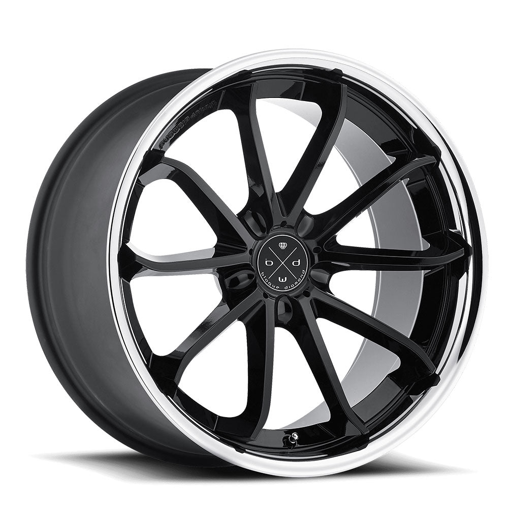 20X11 5-114.3/5-4.5/5-115 +10 66.60 SATIN BLACK CENTER W/BLACK CHROME SS LIP BD-27 PW#318