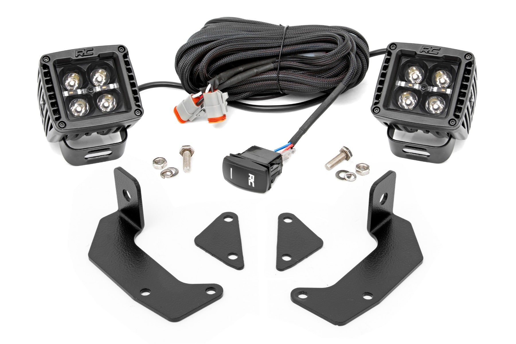 LED Light Kit | Cage Mount | 2" Black Pair | Amber DRL | CFMOTO UFORCE 1000 