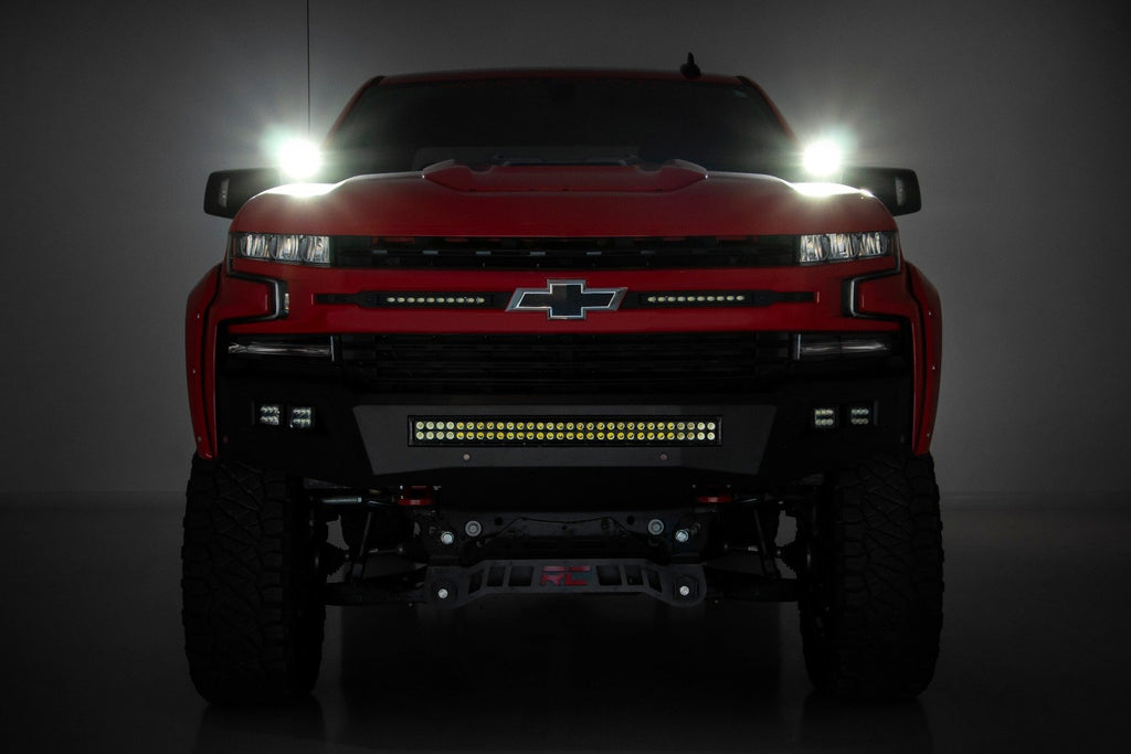 LED Light Kit | Ditch Mount | 2" Black Pair | White DRL | Chevy Silverado 1500 (19-24)