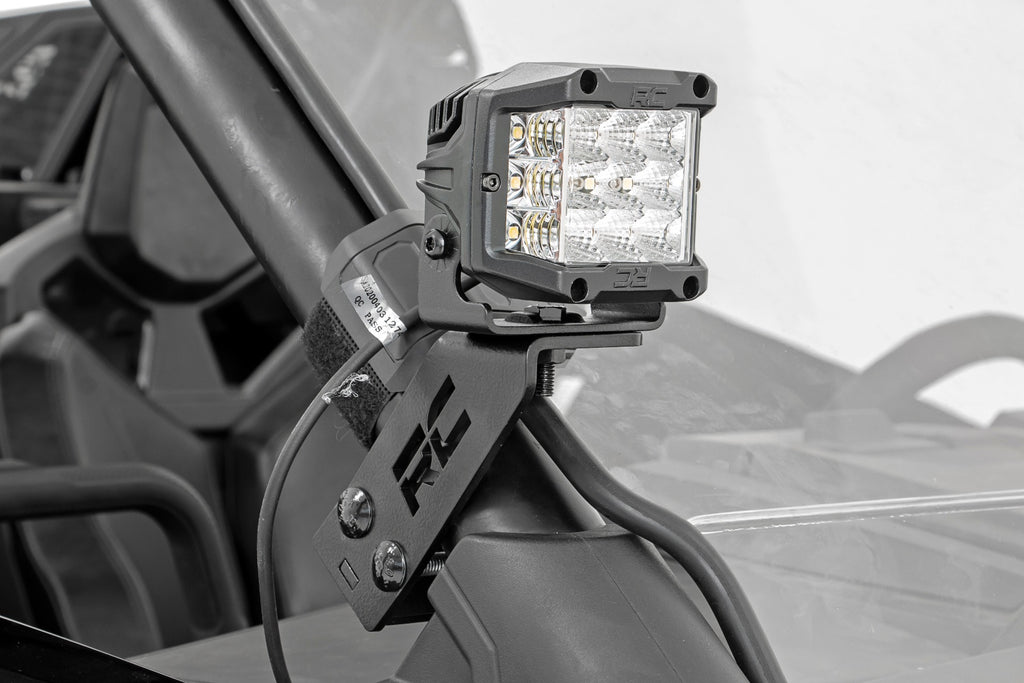 LED Light Kit | "A" Pillar Mount | 2" Black Pair | White DRL | Polaris RZR PRO XP 
