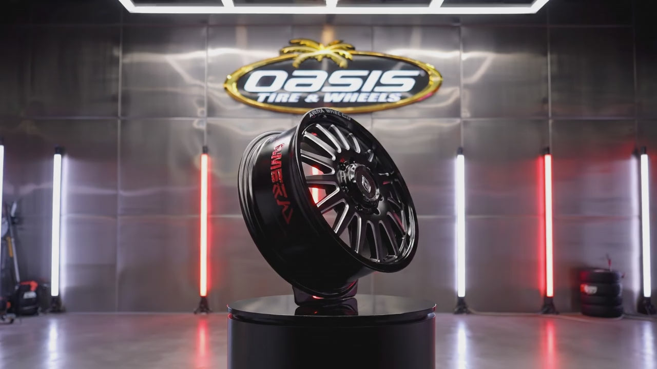 20X8.25 8-200 105 8.76 142.24 ARENA DUALLY RIVAL GLOSS BLACK AND MILLED A110208292P10516