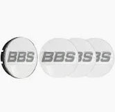 4 BBS POLISHED GRAY/WHITE LOGO 56MM CENTER CAPS