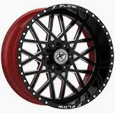 24X14 5-127/5-5.00/5-139.7/5-5.50 -76 78.1 XFX-FLOW 307 GLOSS BLACK & MILLED W/RED INNER